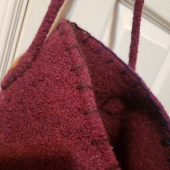 Felted Knit Tote Bag Plum Purple Yellow - Picture 8 of 8